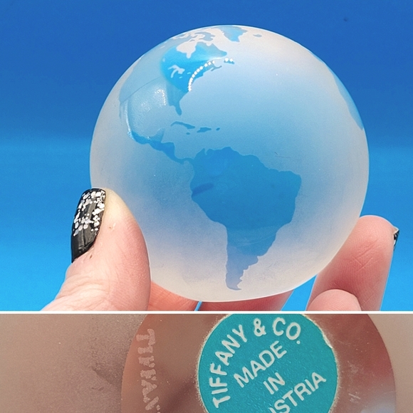 Tiffany & Co. Other - Tiffany & Co Globe Paperweight | Clear & Frosted Glass | Original Sticker